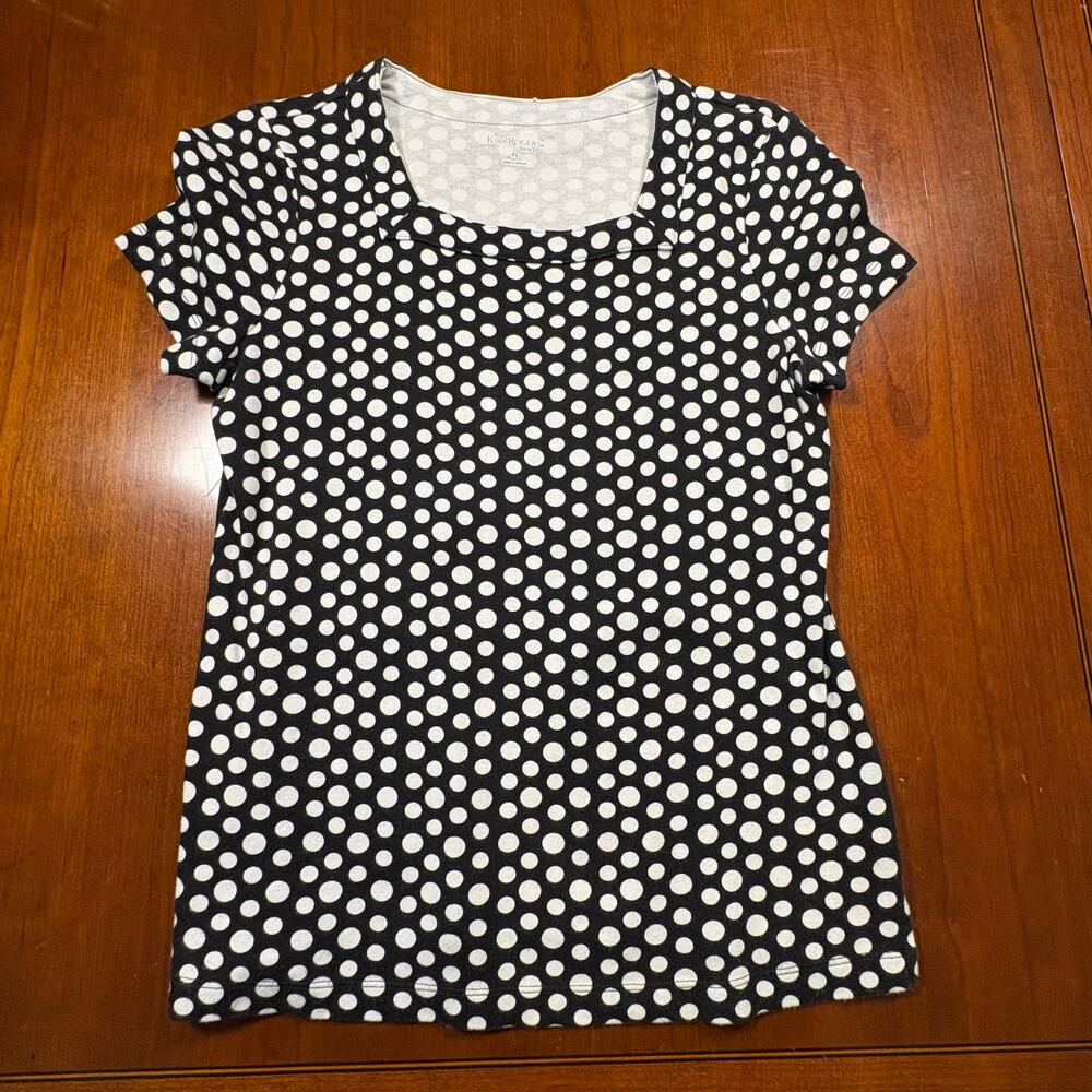 Kim Rogers Petite Black and White Top Size Small